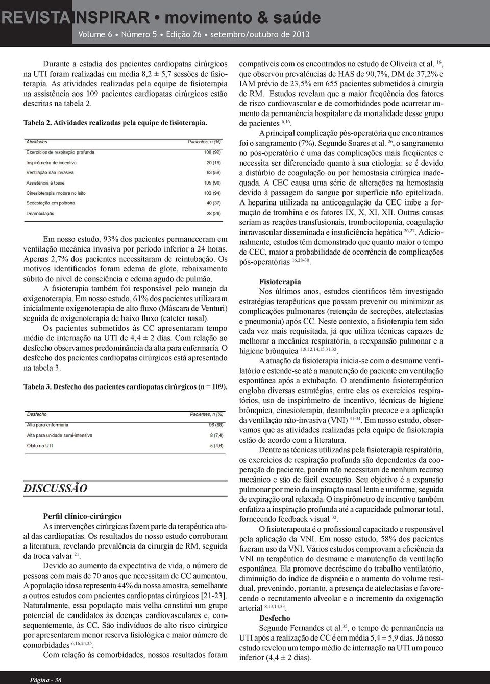 Em nosso estudo, 93% dos pacientes permaneceram em ventilação mecânica invasiva por período inferior a 24 horas. Apenas 2,7% dos pacientes necessitaram de reintubação.