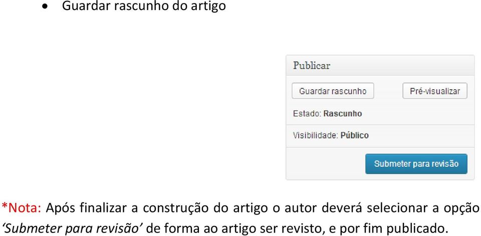 deverá selecionar a opção Submeter para