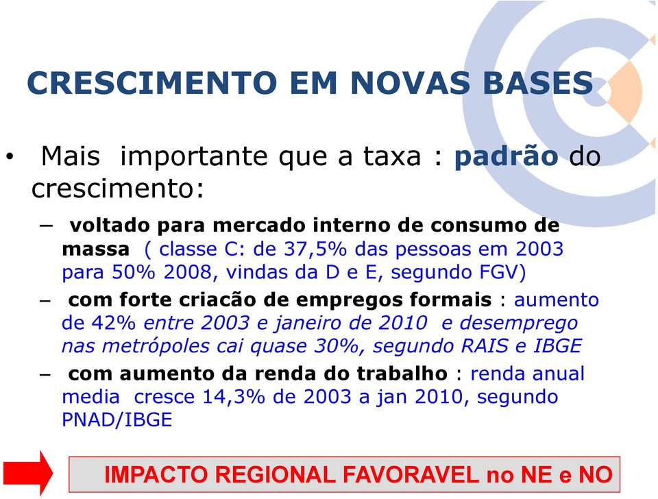 formais : aumento de 42% entre 2003 e janeiro de 2010 e desemprego nas metrópoles cai quase 30%, segundo RAIS e IBGE com