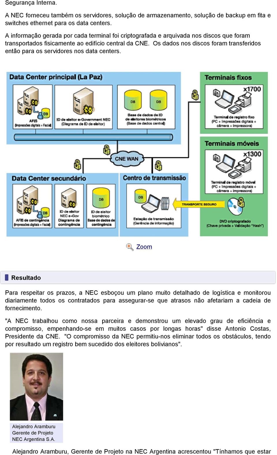 Os dados nos discos foram transferidos então para os servidores nos data centers.