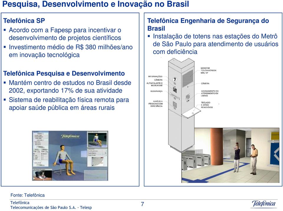 estações do Metrô de São Paulo para atendimento de usuários com deficiência Pesquisa e Desenvolvimento Mantém centro de estudos no