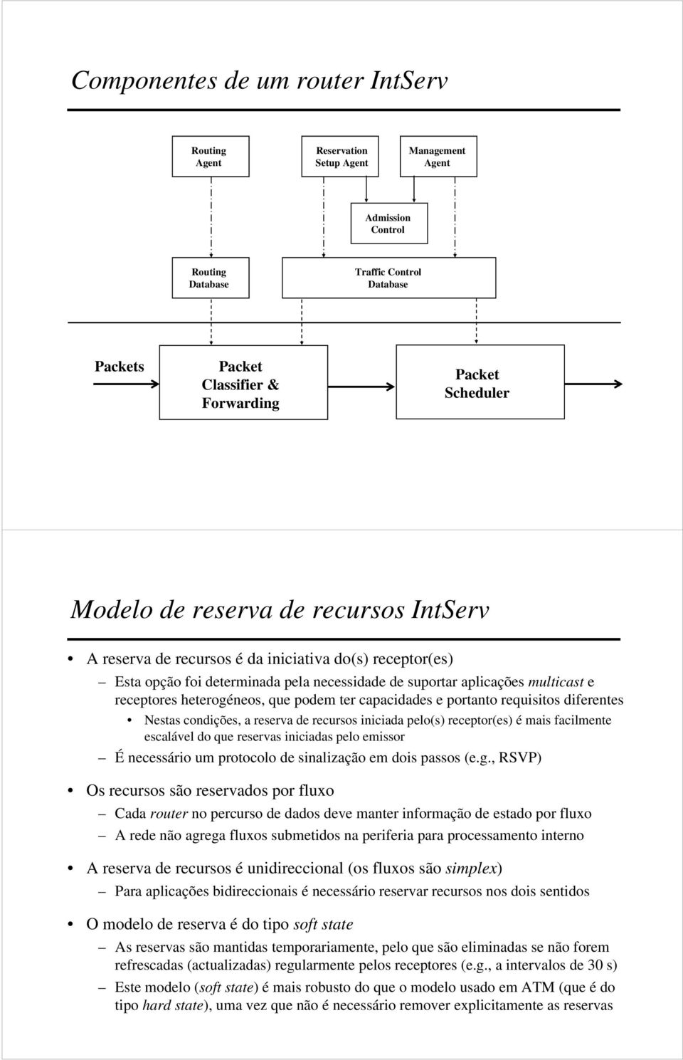 heterogéneos, que podem ter capacidades e portanto requisitos diferentes Nestas condições, a reserva de recursos iniciada pelo(s) receptor(es) é mais facilmente escalável do que reservas iniciadas