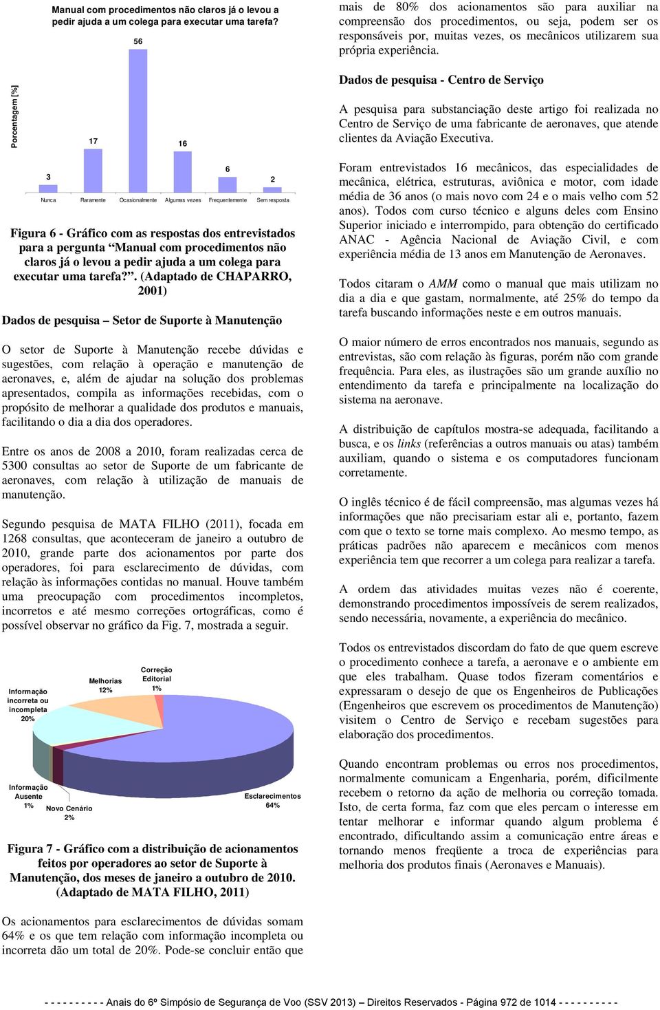 Dados de pesquisa - Centro de Serviço 17 16 A pesquisa para substanciação deste artigo foi realizada no Centro de Serviço de uma fabricante de aeronaves, que atende clientes da Aviação Executiva.