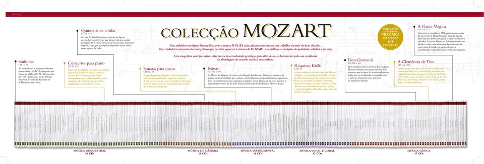 Um verdadeiro monumento fonográfico que permite apreciar a música de MOZART nas melhores condições de qualidade artística e de som.