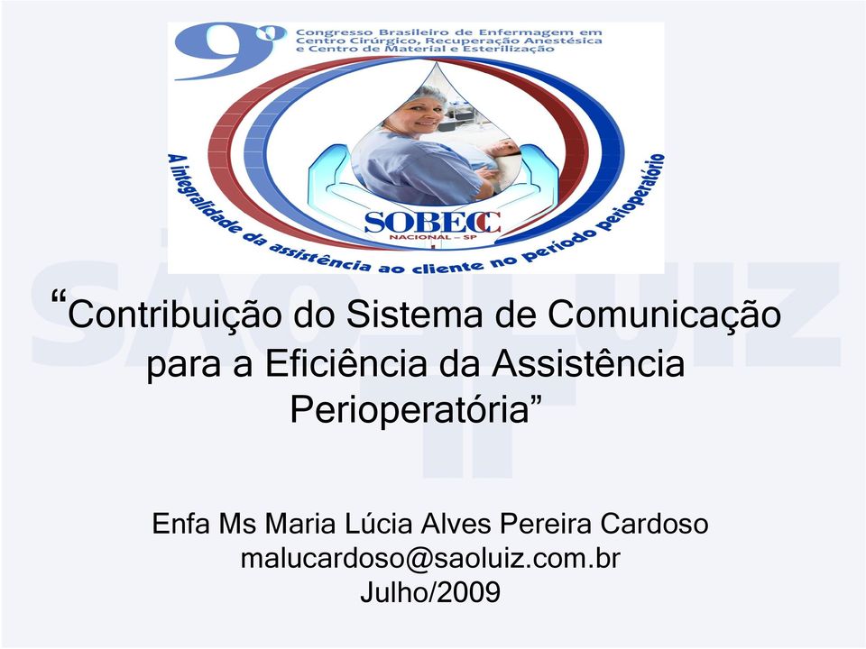 Perioperatória Enfa Ms Maria Lúcia Alves