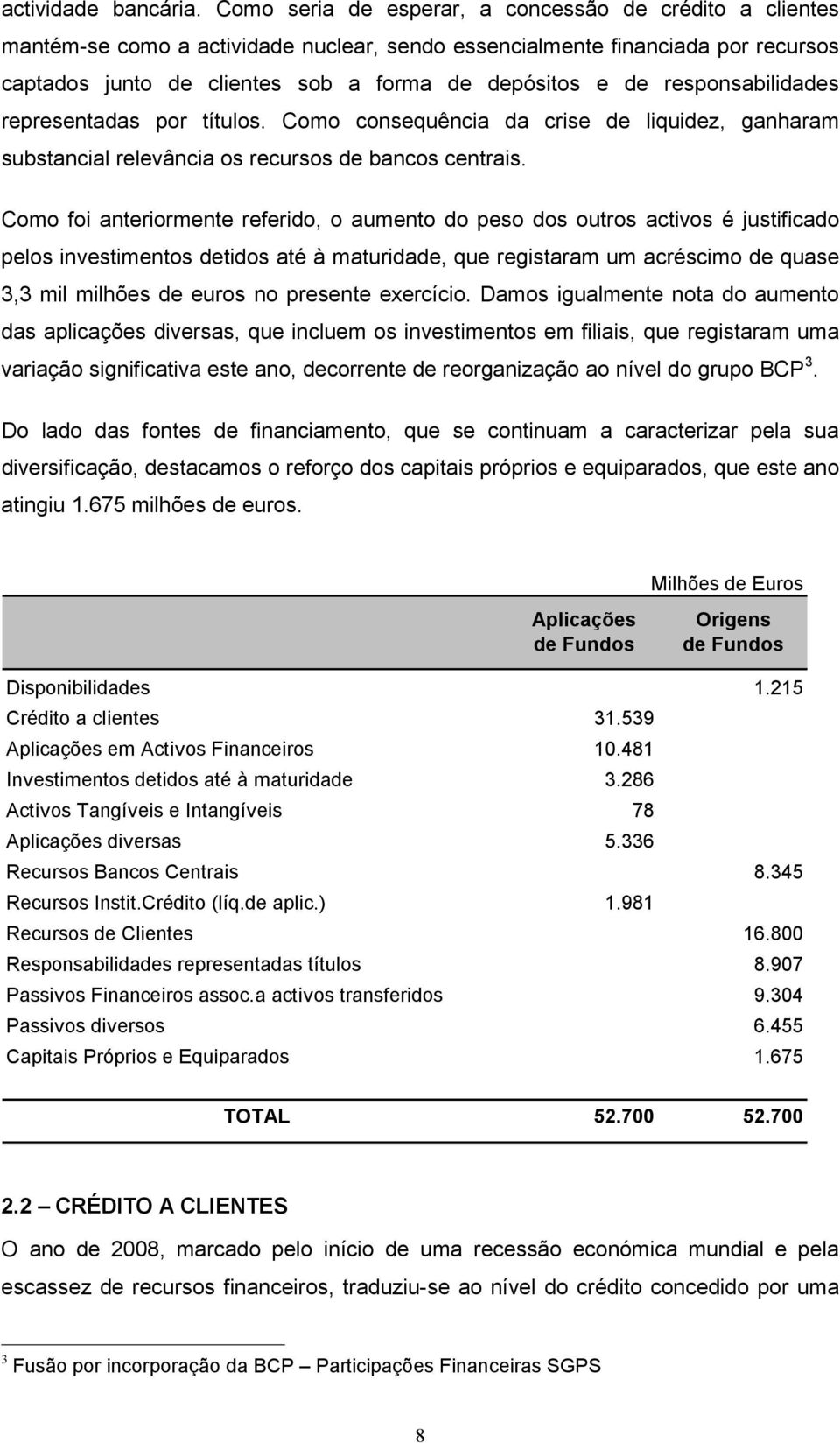 responsabilidades representadas por títulos. Como consequência da crise de liquidez, ganharam substancial relevância os recursos de bancos centrais.