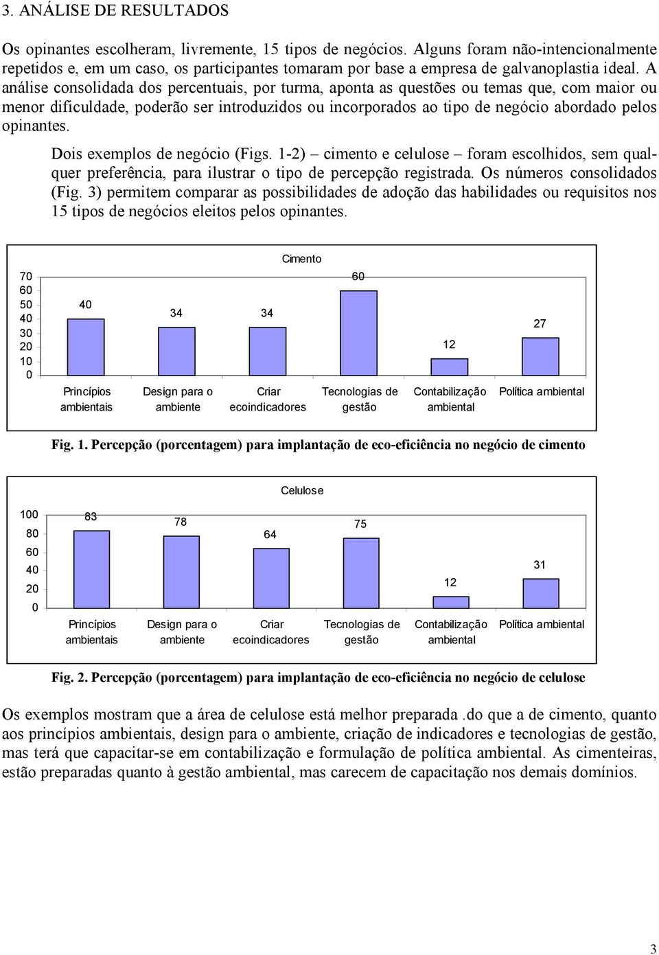 A análise consolidada dos percentuais, por turma, aponta as questões ou temas que, com maior ou menor dificuldade, poderão ser introduzidos ou incorporados ao tipo de negócio abordado pelos opinantes.