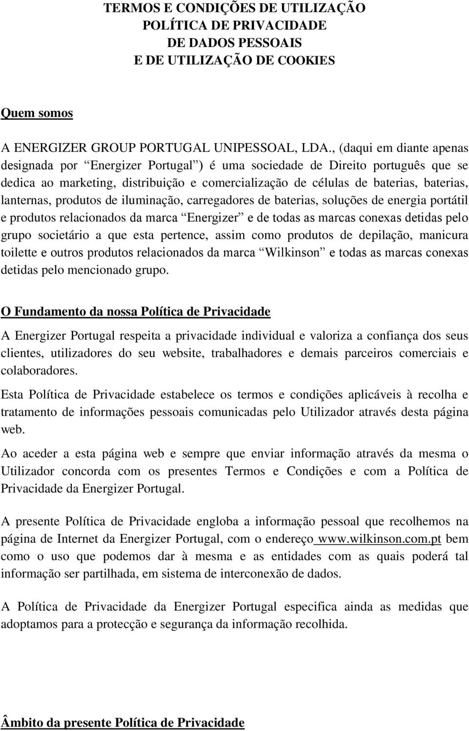 lanternas, produtos de iluminação, carregadores de baterias, soluções de energia portátil e produtos relacionados da marca Energizer e de todas as marcas conexas detidas pelo grupo societário a que