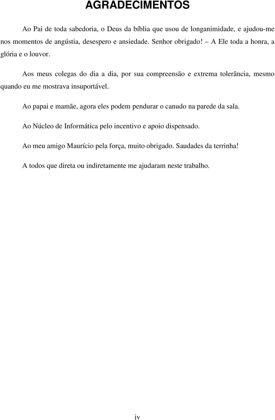 Aos meus colegas do dia a dia, por sua compreensão e extrema tolerância, mesmo quando eu me mostrava insuportável.