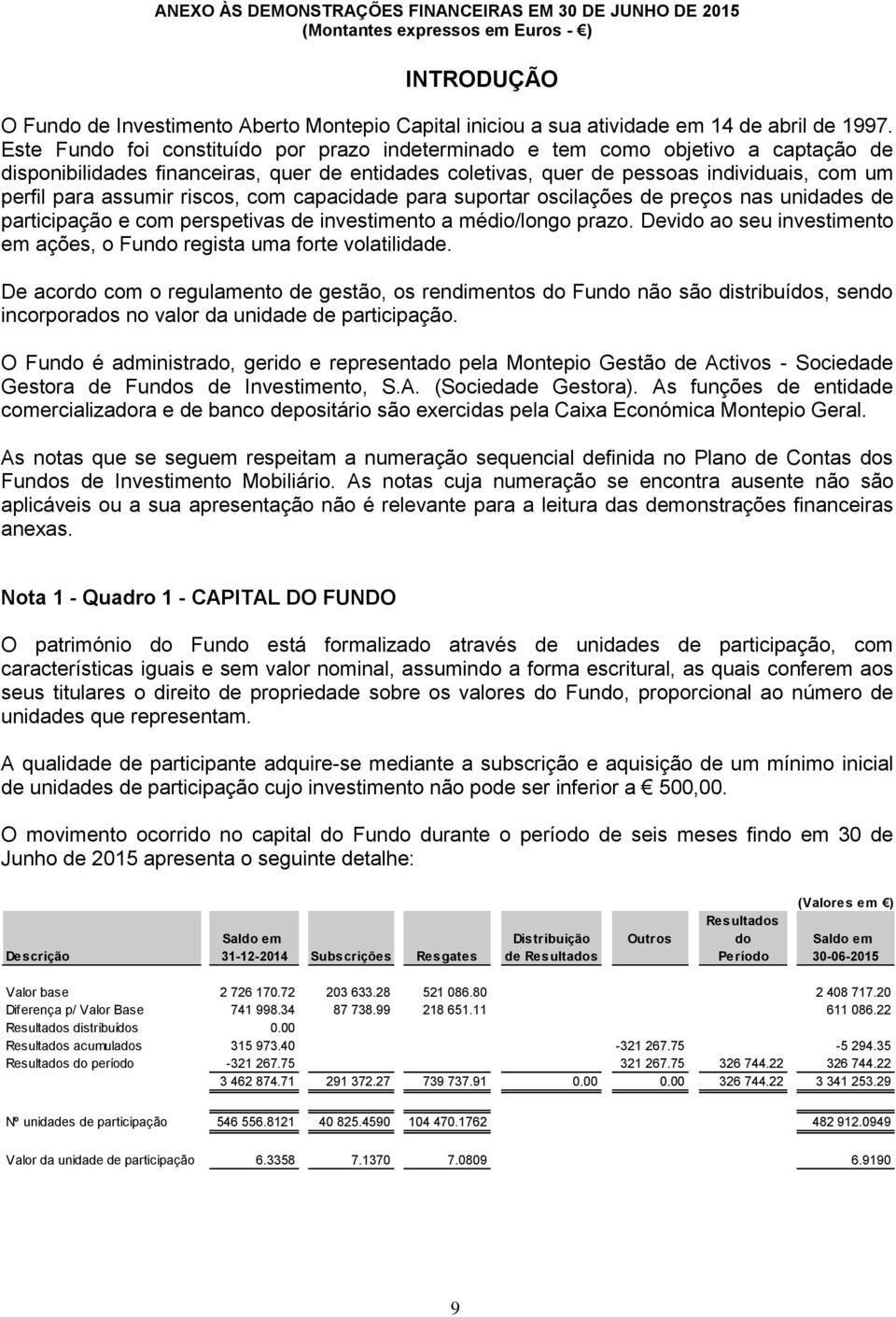 riscos, com capacidade para suportar oscilações de preços nas unidades de participação e com perspetivas de investimento a médio/longo prazo.