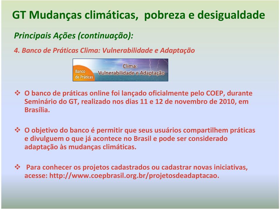 realizado nos dias 11 e 12 de novembro de 2010, em Brasília.