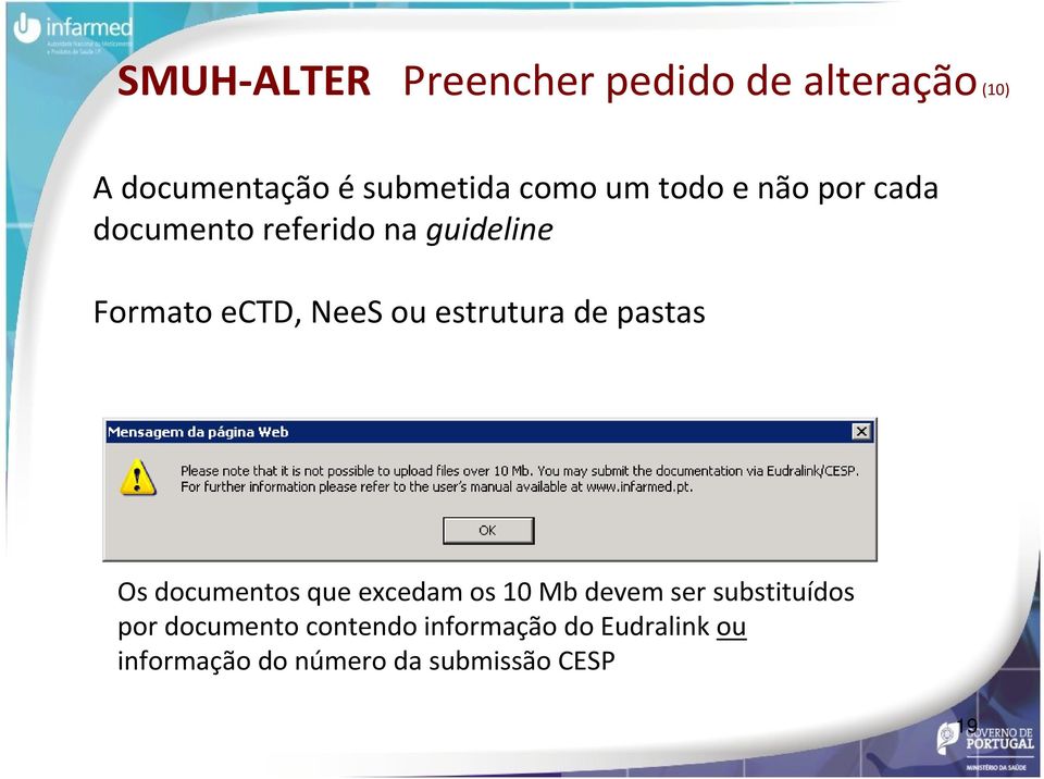 estrutura de pastas Os documentos que excedam os 10 Mbdevem ser substituídos por