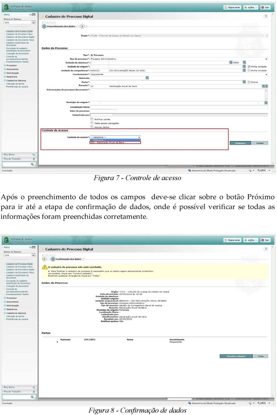 confirmação de dados, onde é possível verificar se todas as