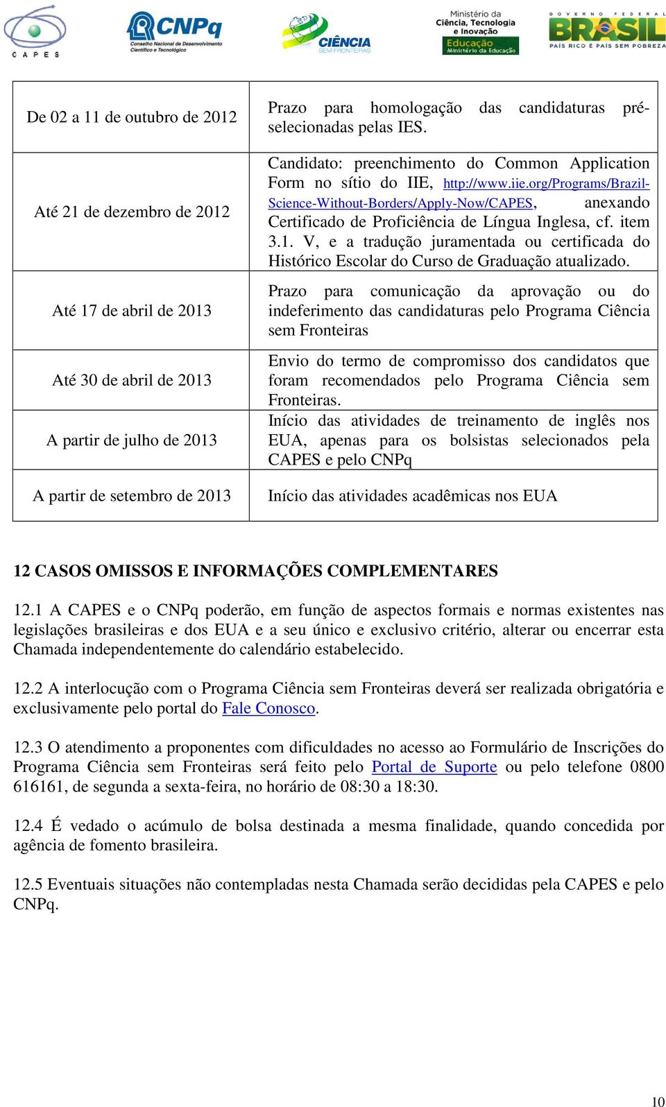 org/programs/brazil- Science-Without-Borders/Apply-Now/CAPES, anexando Certificado de Proficiência de Língua Inglesa, cf. item 3.1.