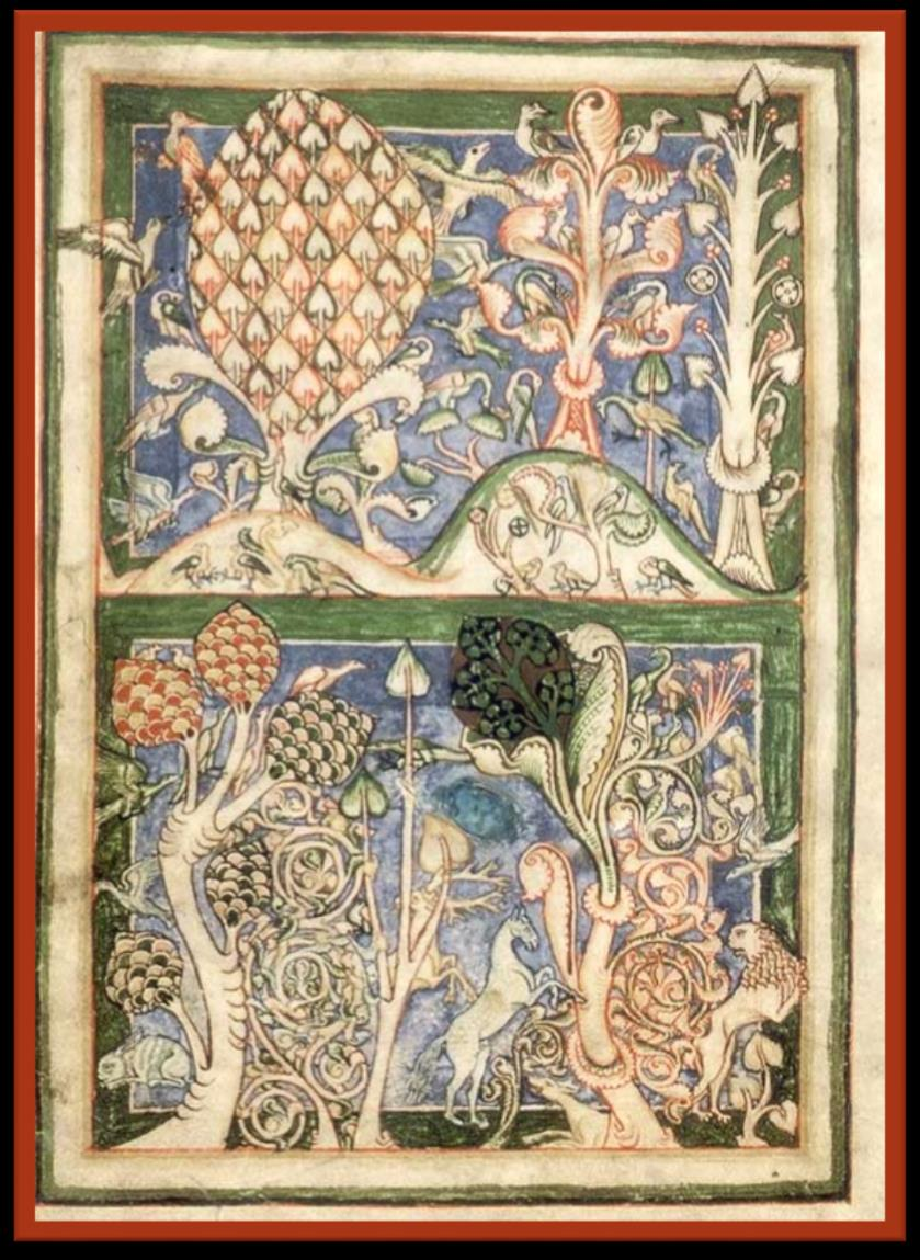Paisagem de primavera. Manuscrito dos Carmina Burana. Biblioteca Bávara, Munique. (Séc.