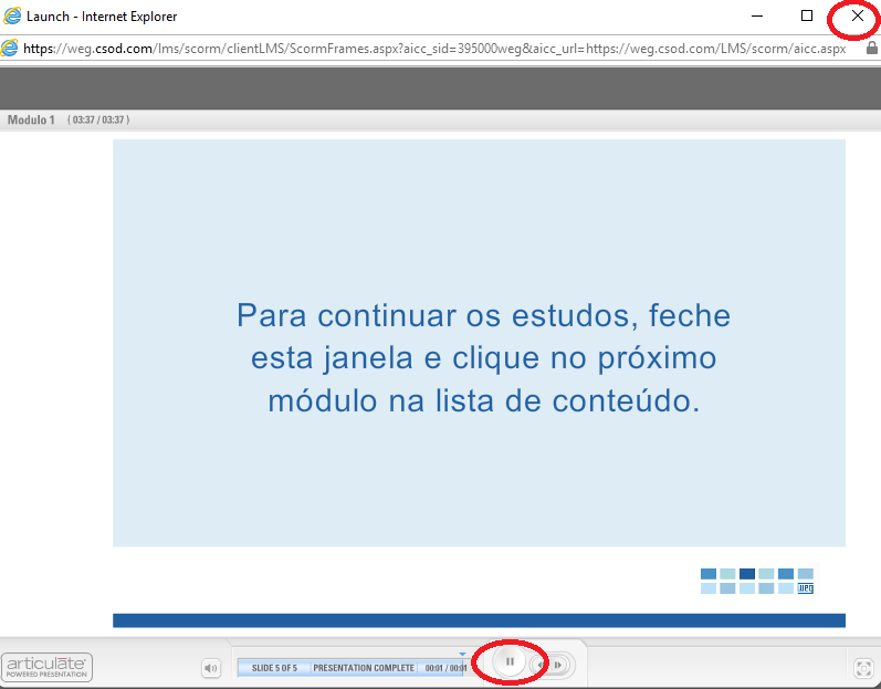 3.3. Após acessar o módulo 1, você poderá passar de uma tela para outra clicando no botão play, conforme imagem a seguir. 3.4.