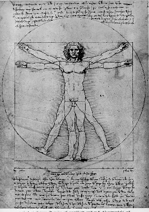 Figura 2 O homem padrão vitruviano desenhado por Leonardo da Vinci.
