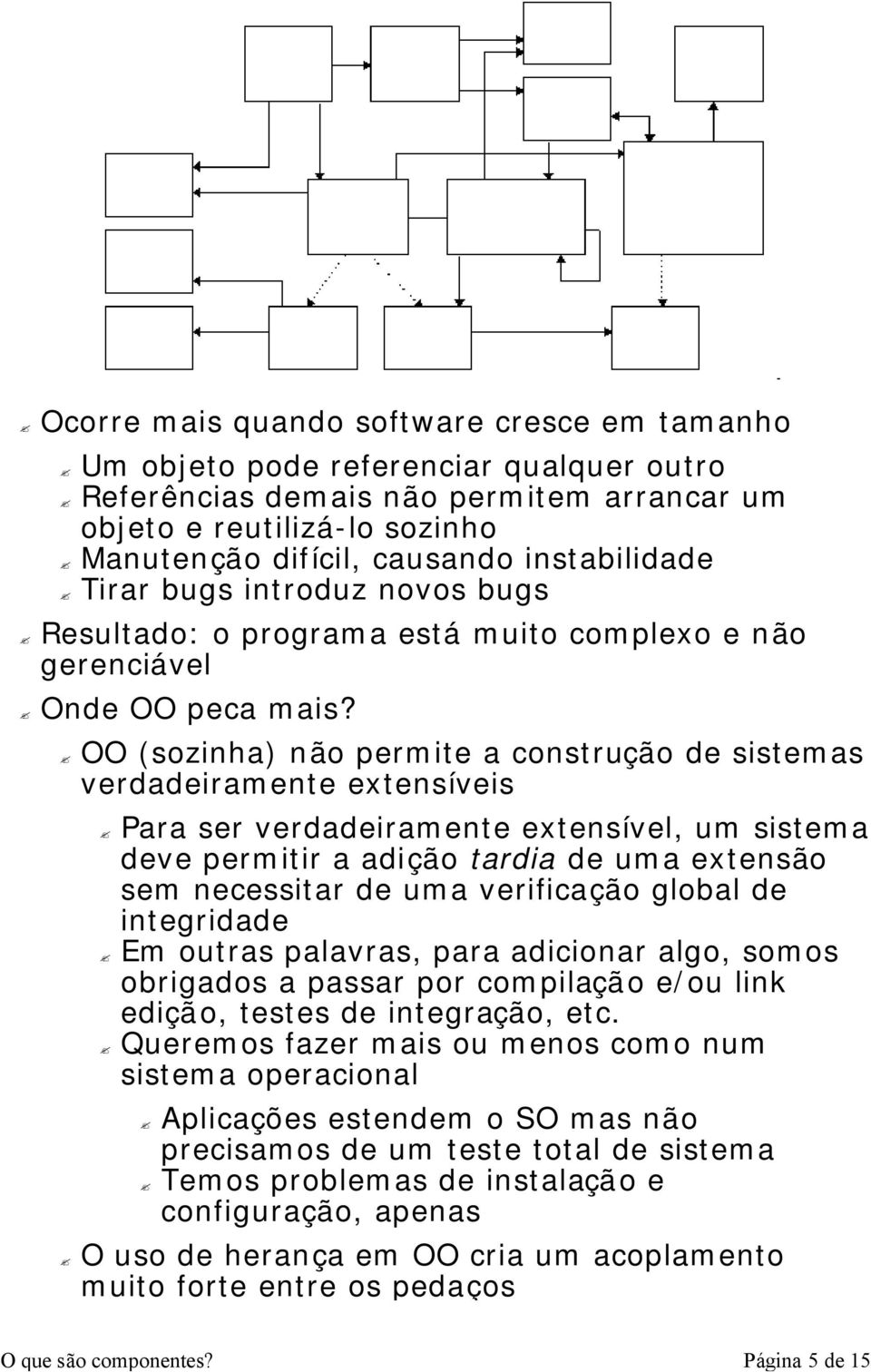 OO (sozinha) não permite a construção de sistemas verdadeiramente extensíveis Para ser verdadeiramente extensível, um sistema deve permitir a adição tardia de uma extensão sem necessitar de uma