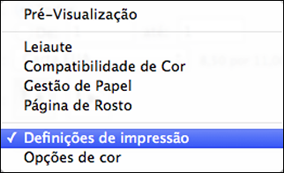 8. Selecione Definições de impressão a partir do menu suspenso. Você verá estas configurações: 9. Selecione a configuração de Qualidade de impressão que deseja usar. 10.