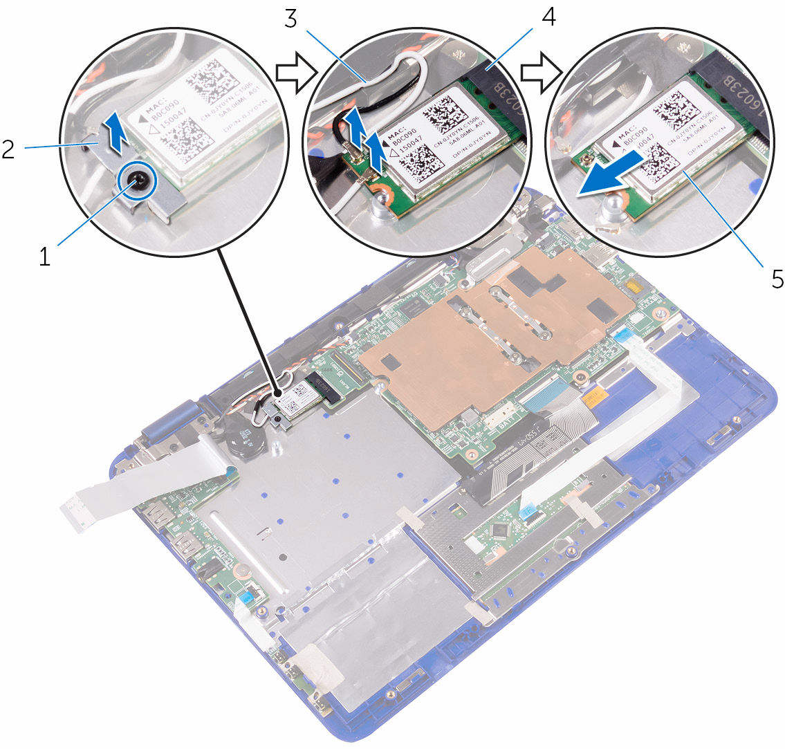 5 Deslize a placa sem fio do respectivo slot na placa de sistema.