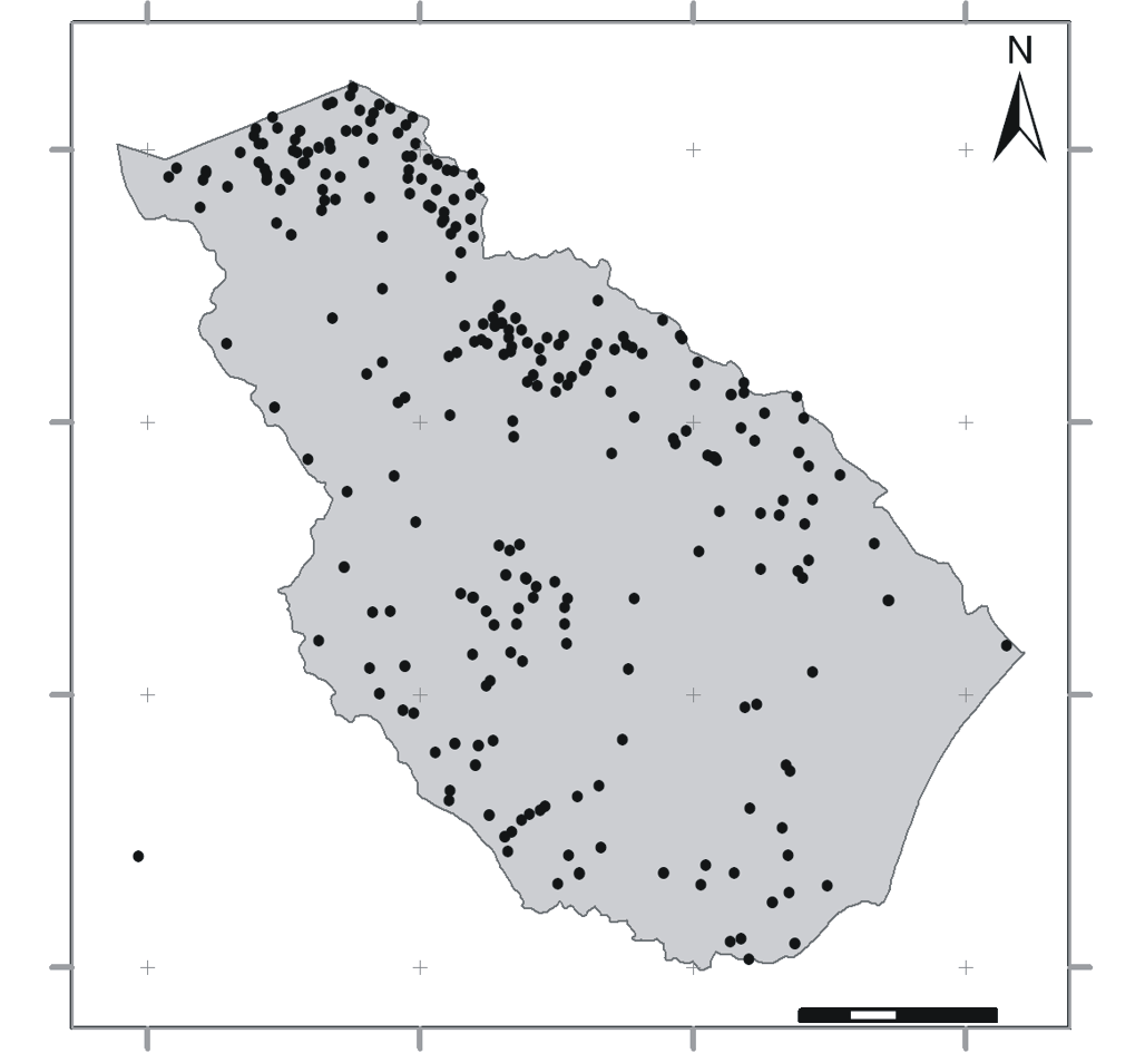 Qualidade da água subterrânea para irrigação na bacia hidrográfica do Rio Piauí, em Sergipe 807 Poços tubulares 0 10 20 km Figura 3.