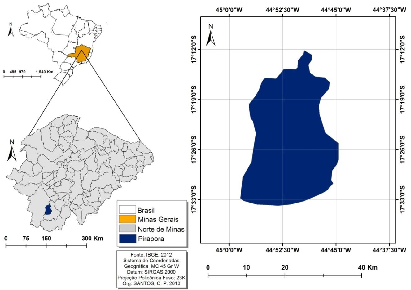 39 Figura 1: Mapa de Localização de Pirapora na Mesorregião de Minas. Base de dados: IBGE, 2012. Org.: SANTOS, C. P. 2013.
