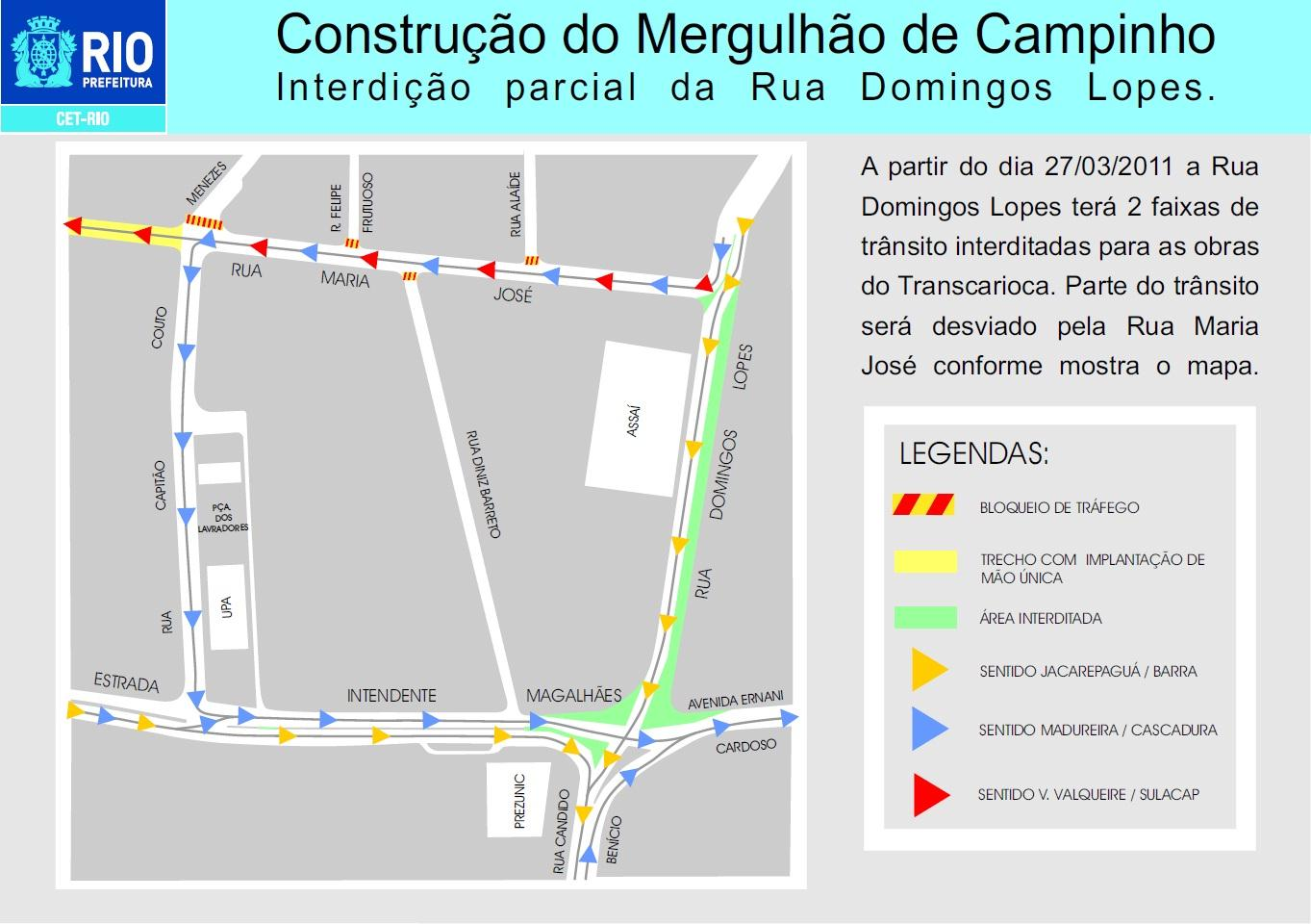 Campo Grande Autorizada a interdição do tráfego de veículos na Estrada da Posse, nos dois sentidos, entre a Estrada do Mendanha e a Rua Teixeira Campos, para obras do Programa Asfalto Liso, até o dia