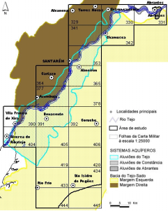 2 - CARACTERIZAÇÃO DA ÁREA DE ESTUDO A área de estudo corresponde parcialmente aos concelhos de Abrantes, Almeirim, Azambuja, Benavente, Cartaxo, Chamusca, Coruche, Golegã, Montijo, Palmela,