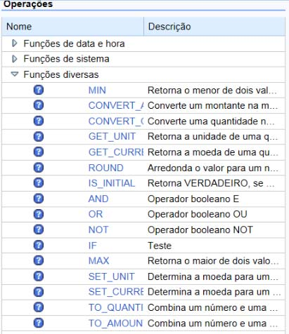 Funções de sistema Funções diversas Funções