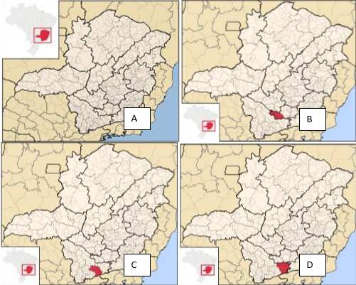 31 Figura 1 Microrregiões do estado de Minas Gerais Fonte: Wikipidea (2014) Nota: A divisão por microrregiões; B Lavras; C São Lourenço; D Andrelândia Minas Gerais é divido em doze mesorregiões, das