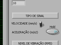 69 Figura 4-3 - Seleção de tipo de sinal Apesar de ser utilizado apenas um botão, a seleção entre o sinal em tempo real e estático entre aceleração e velocidade ocorre de forma independente, para