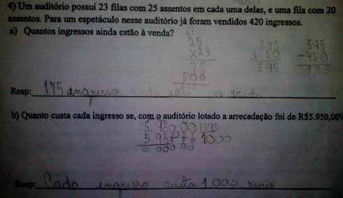 55 Figura 23 Fotografia das respostas do problema de multiplicação/divisão Figura 24 Fotografia das respostas do problema de multiplicação/divisão No segundo problema, tivemos 32,5% dos alunos