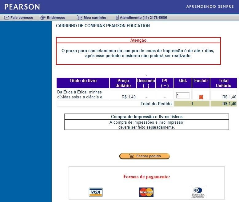 Como comprar créditos de impressão A transação de compra será realizada no site de