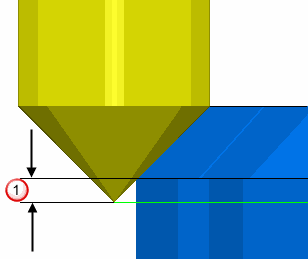 Copiar passo vertical da ferramenta Clique para carregar a profundidade de corte axial dos dados de corte da ferramenta ativa. A profundidade de corte axial é medida ao longo do eixo da ferramenta.