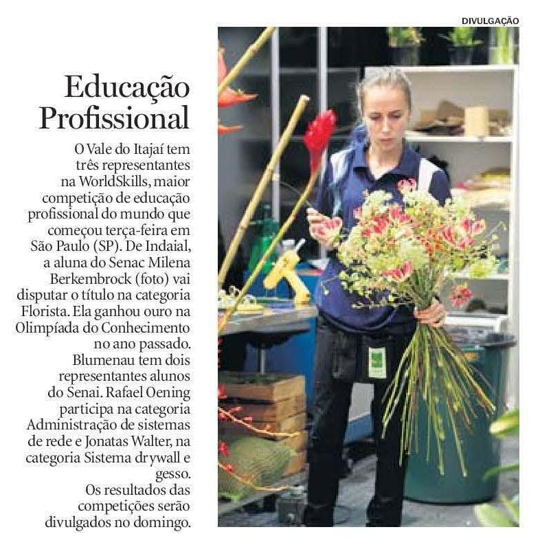 Título: Educação profissional - Data: 13/08/2015 - Veículo: Jornal