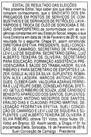 CLIPPPING 1-Edital de resultado das eleições [Agora São Paulo - 25/02/2016 Pág: