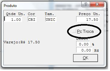 Para TROCAS no sistema, abrir a venda normalmente, passar as peças que o cliente vai levar e depois passar as peças de troca.