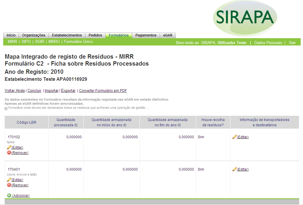 Ficha sobre resíduos