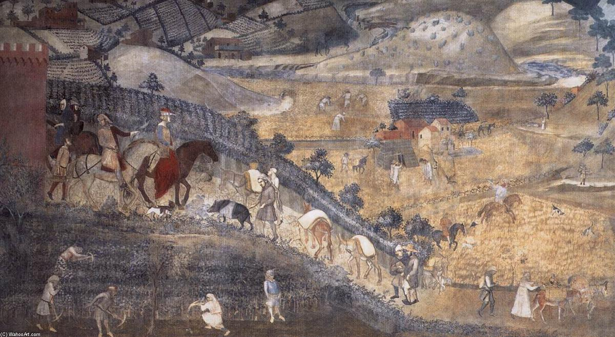 Observe na obra de Lorenzetti o afluxo de comerciantes transportando