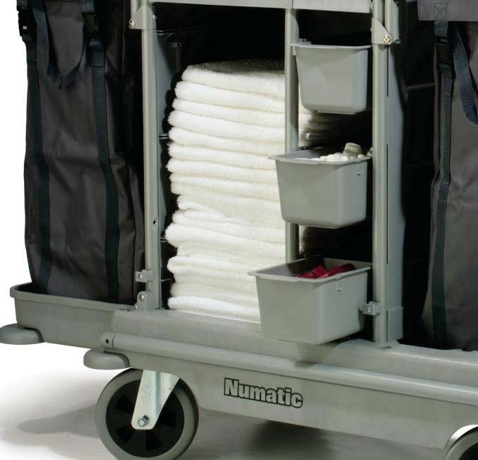 NUKEEPER RANGE - Trolleys Hotelaria MODELO NKS 12 FF Matrial Chassis Structofoam Sacos roupa suja 2 Capacidade roupa suja (lt) 2 x 100 Proteção colisão Sim Dimensões rodas (mm) 4 x 200mm Altura (mm)