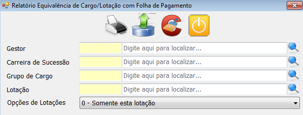 3.2.8.4 Por Gestor 3.2.9 Equivalência de Cargo/Lotação em Folha de Pagamento Este relatório traz a equivalência dos cargos e lotação do Analisa com os cargos e lotação da folha de pagamento. 3.2.10