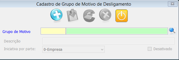 2.4.2 Cadastro de Motivo de Vaga Nesta tela é feito o cadastro do motivo da vaga. 2.5 SOLICITAÇÃO DE DESLIGAMENTO 2.5.1 Cadastro de Causa de Desligamento dessa solicitação.