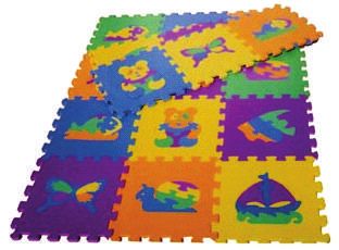Tapete Infantil 41 Tapete em EVA colorido com motivos infantis, lavável e atóxico, formado por 9