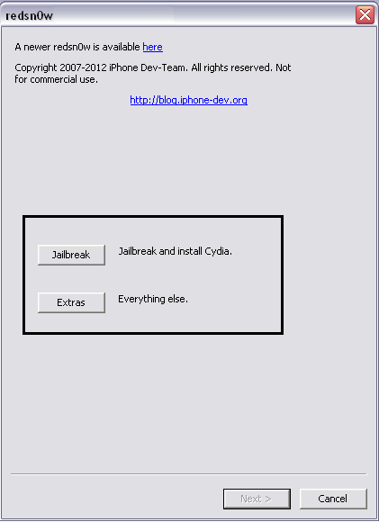 Redsnow Software desenvolvido pelo Dev Team, http://blog.iphone-dev.org Antes de utilizar este software siga os passos abaixo: 1- Desativar o Anti Virus. 2- Desativar o Fireware.