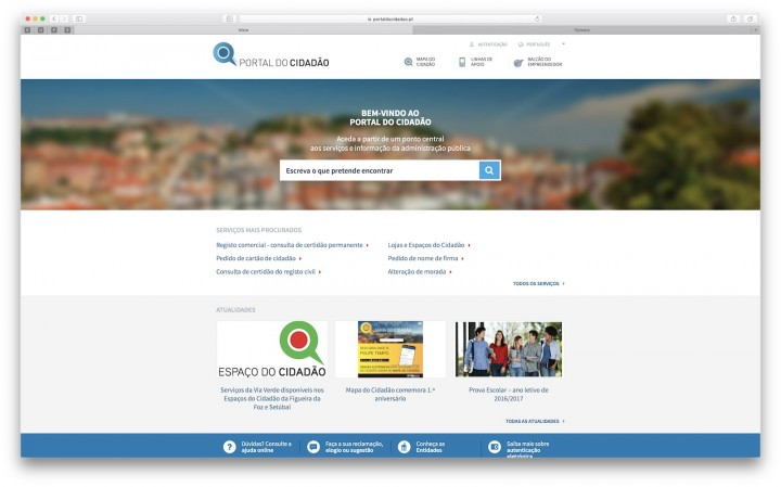 Portal do Cidadão O Portal do Cidadão, desenvolvido pela AMA Agência para a Modernização Administrativa, custou cerca de 15 mil euros e integra agora os portais do Cidadão e da Empresa, numa