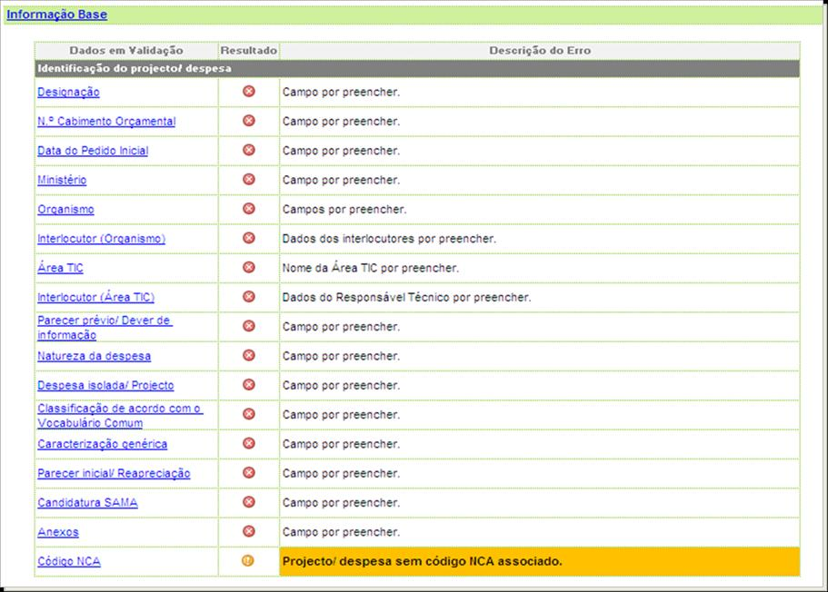 1. Preenchimento da Informação Base (4/4) Validação e continuação do preenchimento Botão para retornar à folha de Informação Base.