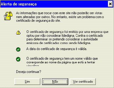 4. Site, Navegação, Browsers 4.1 Quando entro no site dos concursos, aparece uma mensagem dizendo que o utilizador optou por não considera fidedigna a entidade emissora do certificado?