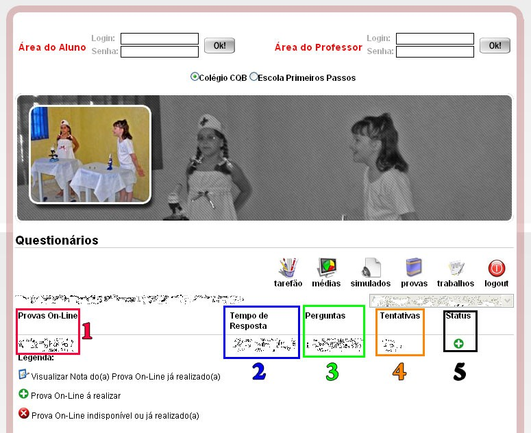 responder, mesmo existindo tentativas. Perguntas já respondidas não voltam a ser feitas para o aluno; 12) Status: Mostra se o simulado está ou não está disponível para ser realizado.