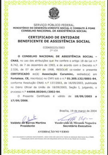 ENTIDADES FILANTRÓPRICAS Apresentação do Certificado de