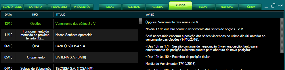 3.8 Agenda Visualize a agenda do mercado financeiro, e descubra os fatos que movimentarão o mercado nos próximos dias e confira as expectativas dos analistas (Figura 25).